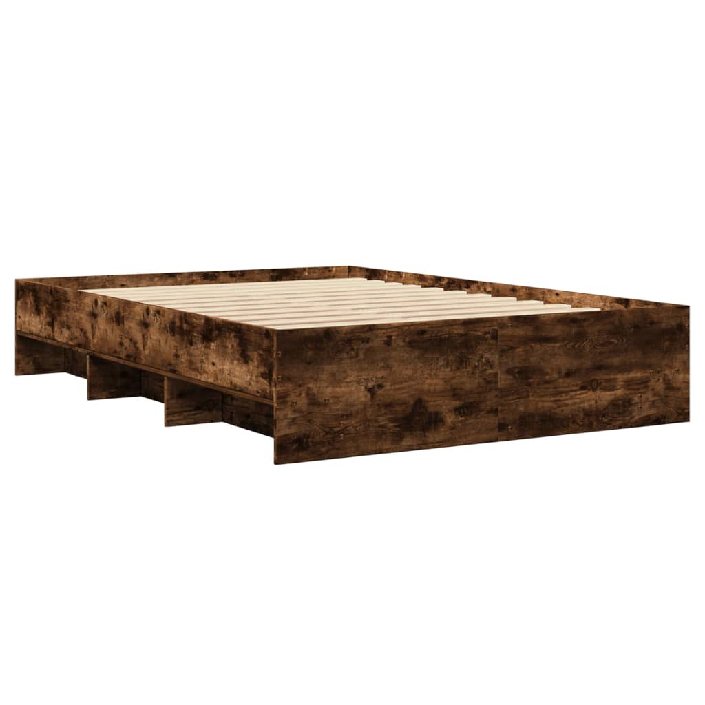 Bettgestell ohne Matratze Räuchereiche 140x190 cm Holzwerkstoff