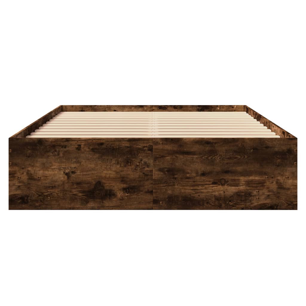 Bettgestell ohne Matratze Räuchereiche 140x190 cm Holzwerkstoff