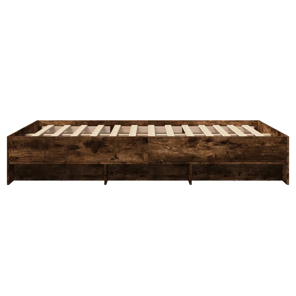 Bettgestell ohne Matratze Räuchereiche 140x190 cm Holzwerkstoff