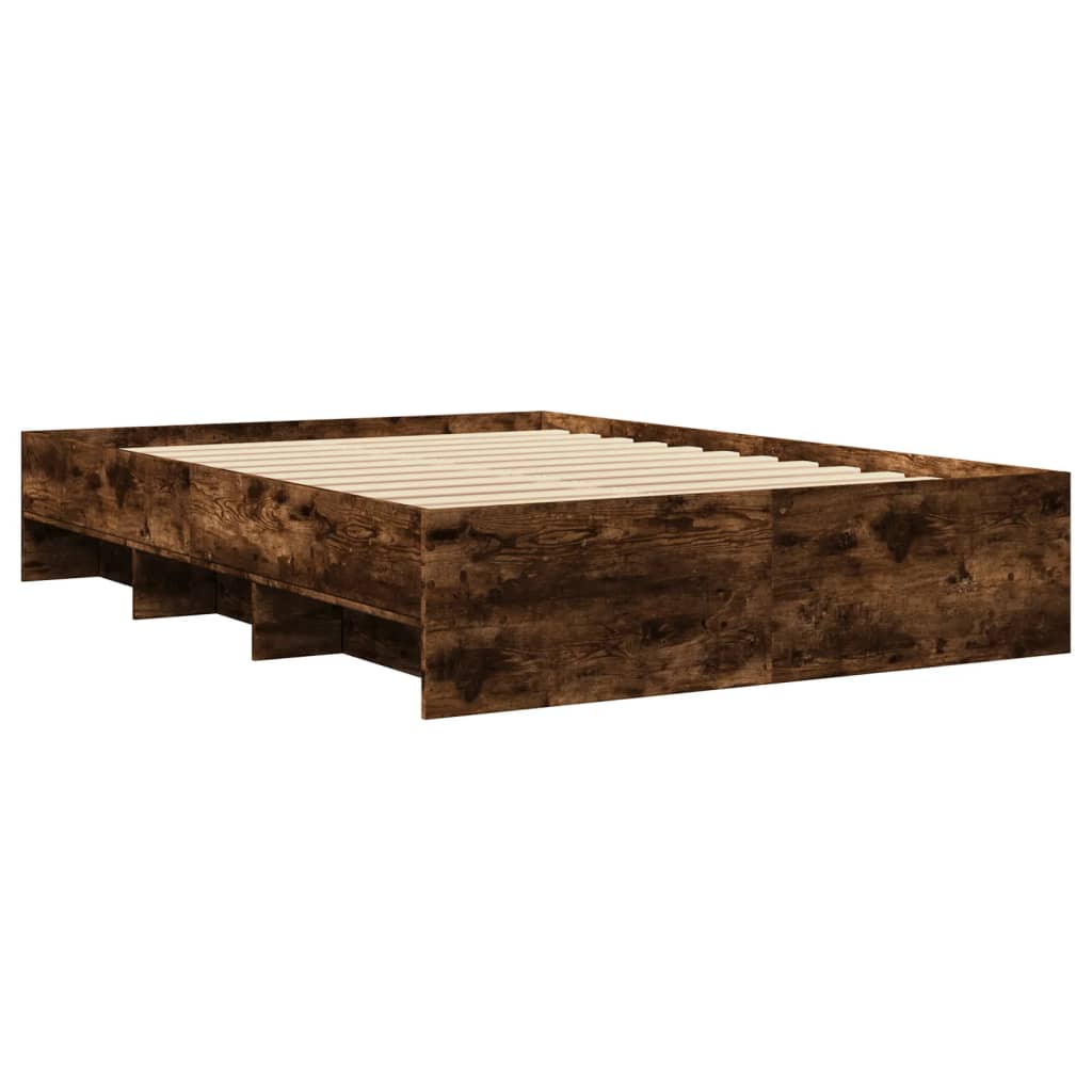 Bettgestell ohne Matratze Räuchereiche 140x190 cm Holzwerkstoff