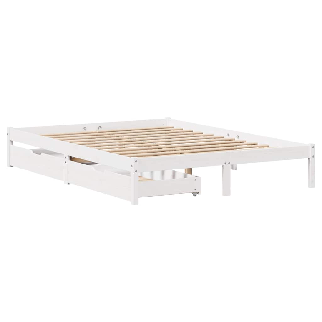 Massivholzbett ohne Matratze Weiß 120x190 cm Kiefernholz