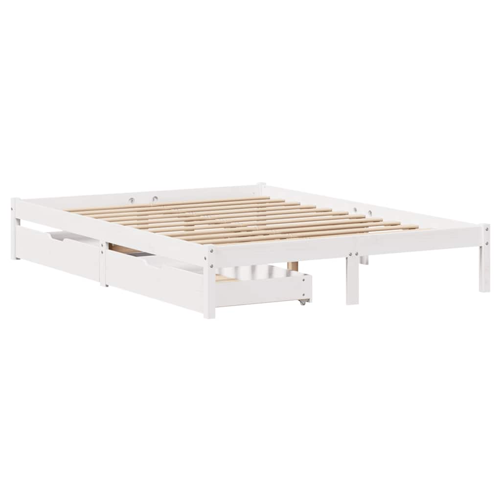 Massivholzbett ohne Matratze Weiß 150x200 cm Kiefernholz