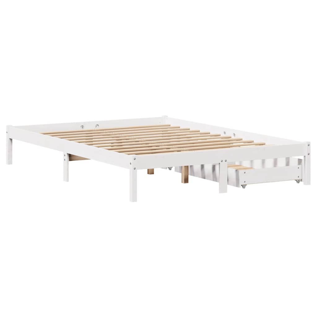 Massivholzbett ohne Matratze Weiß 150x200 cm Kiefernholz
