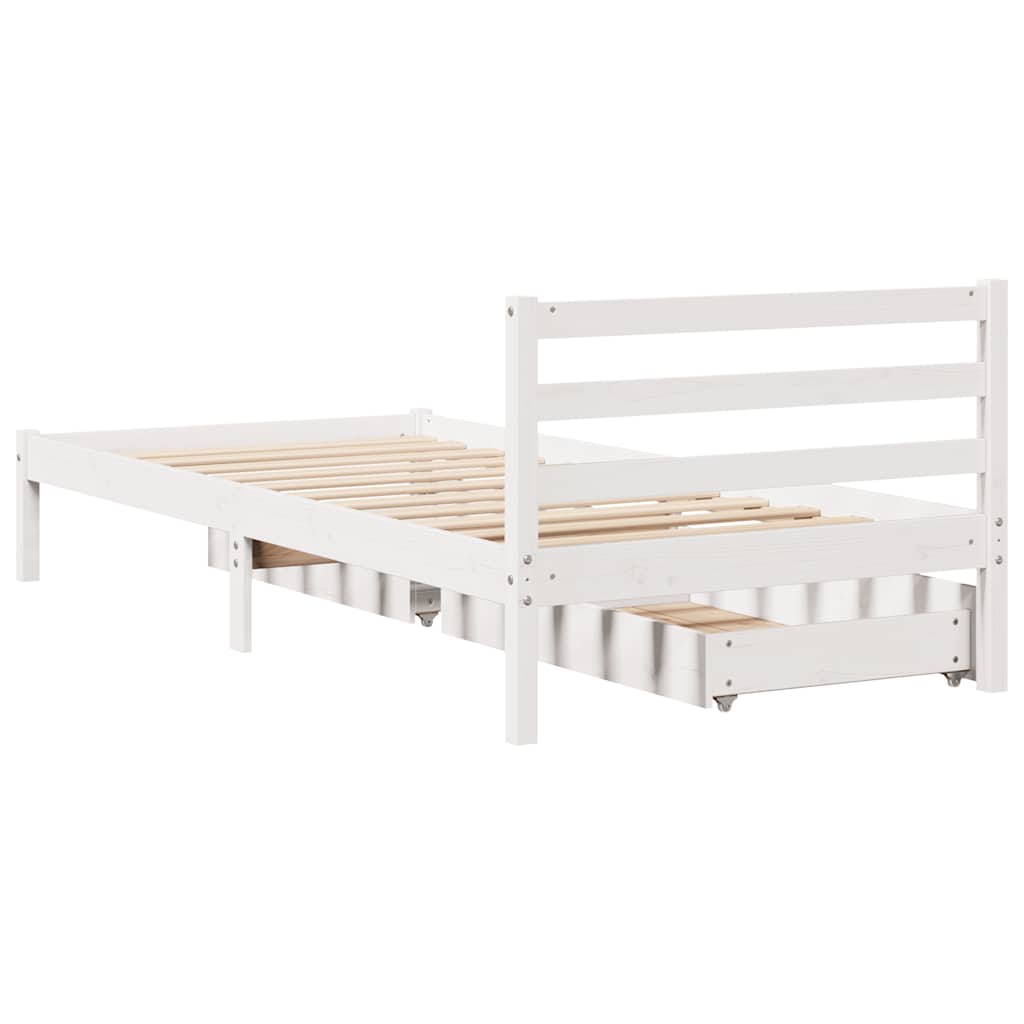 Massivholzbett ohne Matratze Weiß 90x190 cm Kiefernholz