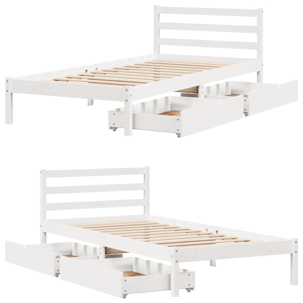 Massivholzbett ohne Matratze Weiß 90x190 cm Kiefernholz