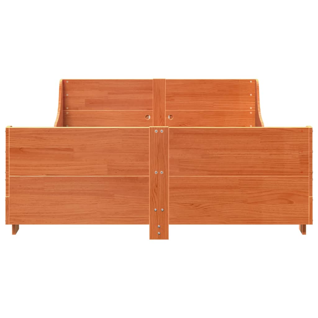 Massivholzbett ohne Matratze Wachsbraun 150x200 cm Kiefernholz