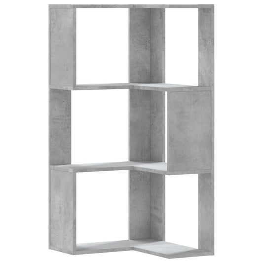 Eck-Bücherregal 3 Böden Betongrau 50x50x102 cm Holzwerkstoff