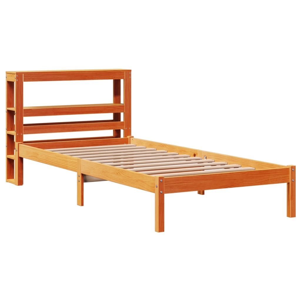 Bettgestell mit Kopfteil ohne Matratze Wachsbraun 75x190 cm