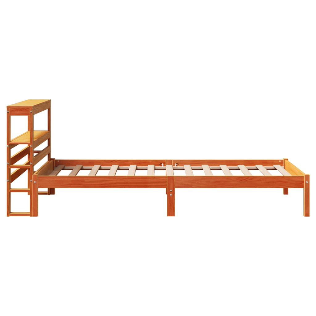 Bettgestell mit Kopfteil ohne Matratze Wachsbraun 75x190 cm