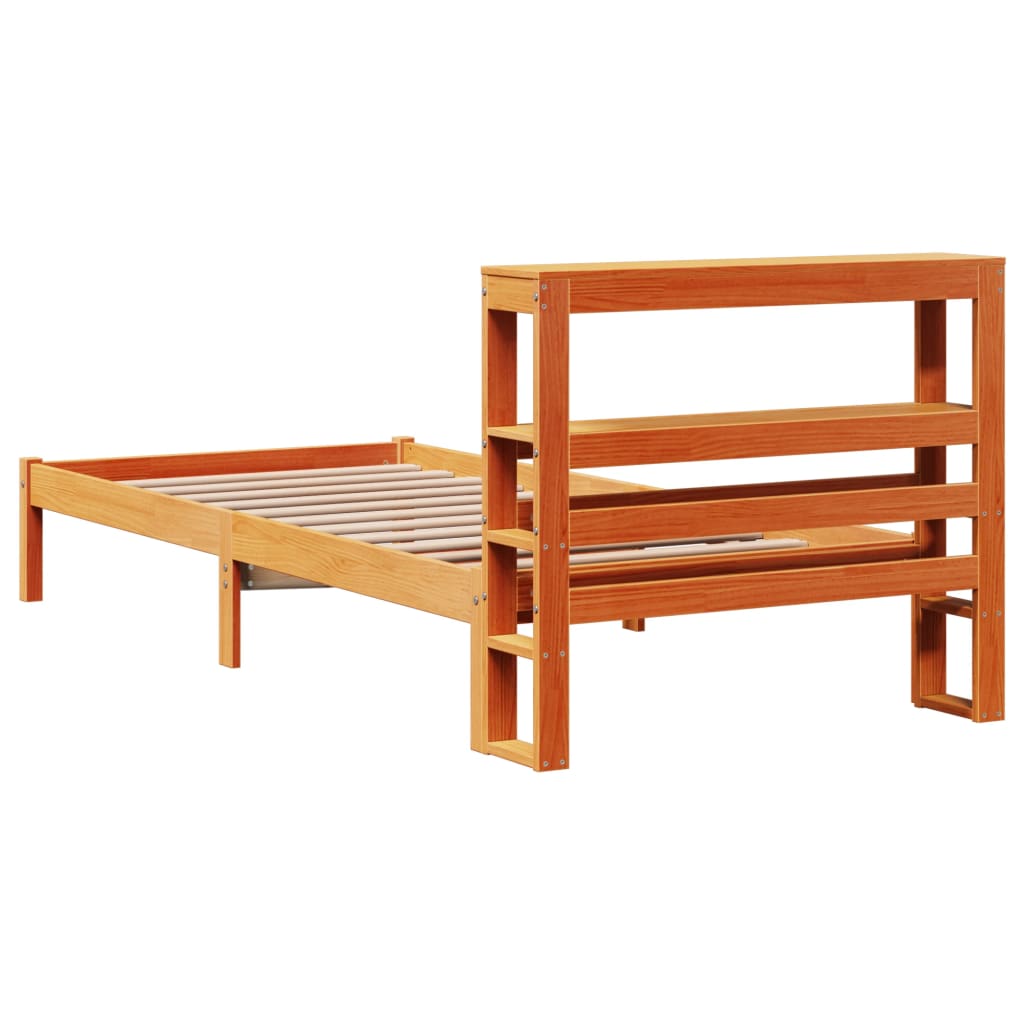 Bettgestell mit Kopfteil ohne Matratze Wachsbraun 75x190 cm
