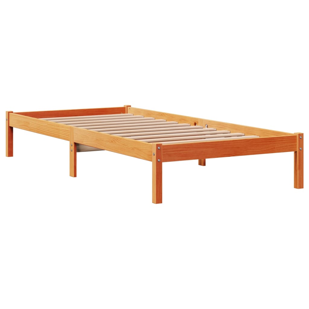 Bettgestell mit Kopfteil ohne Matratze Wachsbraun 75x190 cm
