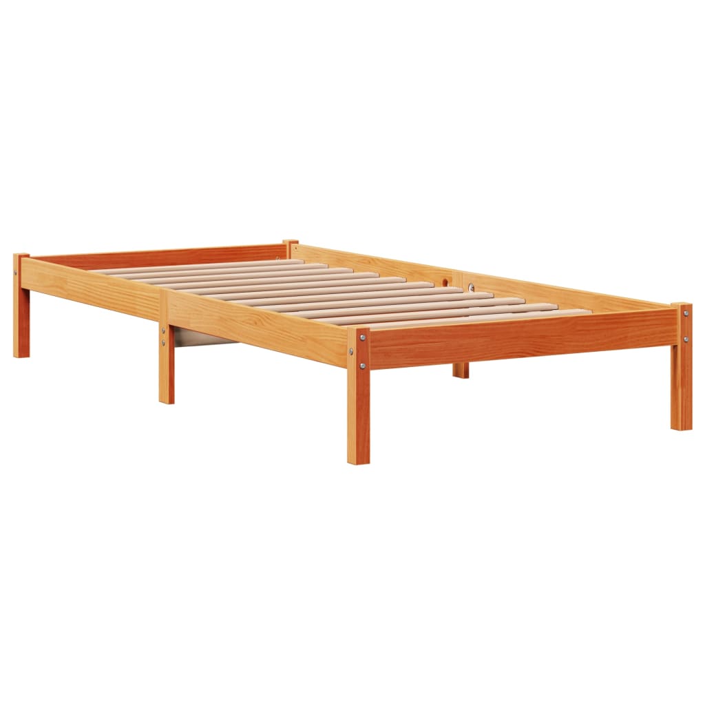 Bettgestell mit Kopfteil ohne Matratze Wachsbraun 90x190 cm