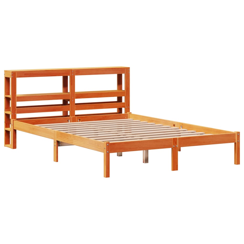 Bettgestell mit Kopfteil ohne Matratze Wachsbraun 120x190 cm