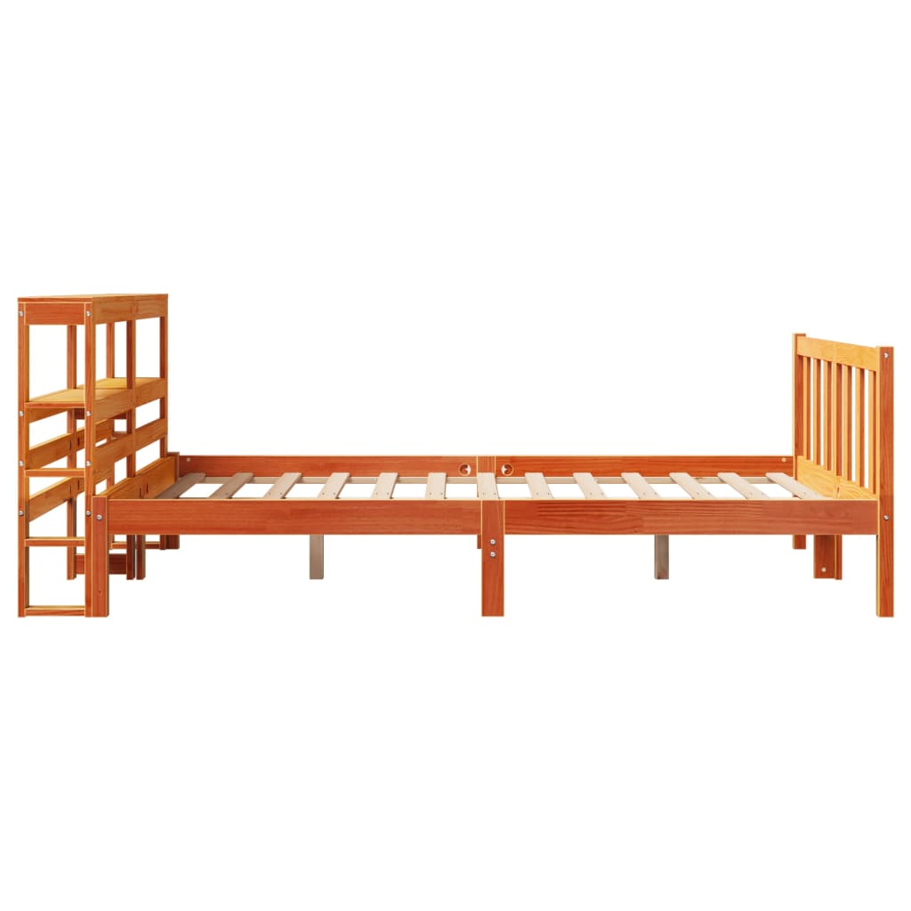 Bettgestell mit Kopfteil ohne Matratze Wachsbraun 135x190 cm