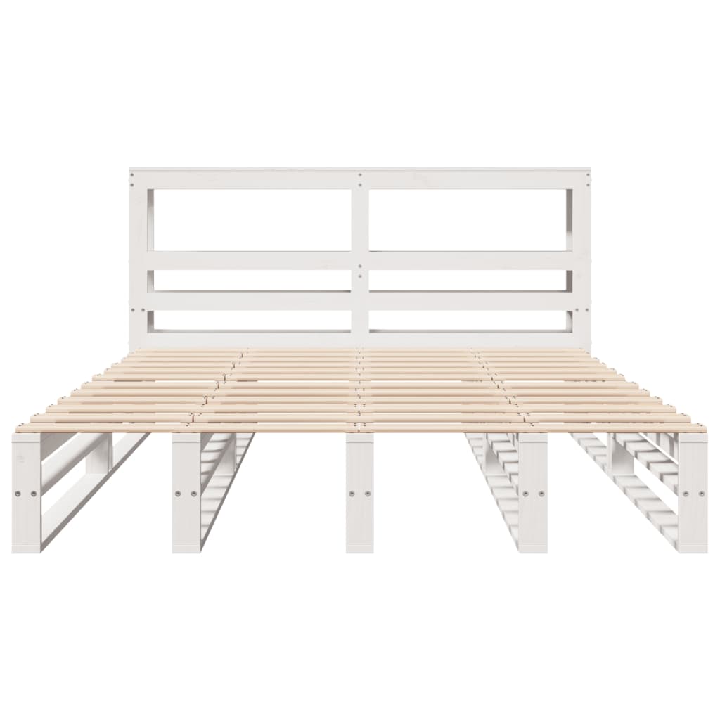 Massivholzbett ohne Matratze Weiß 140x190 cm Kiefernholz