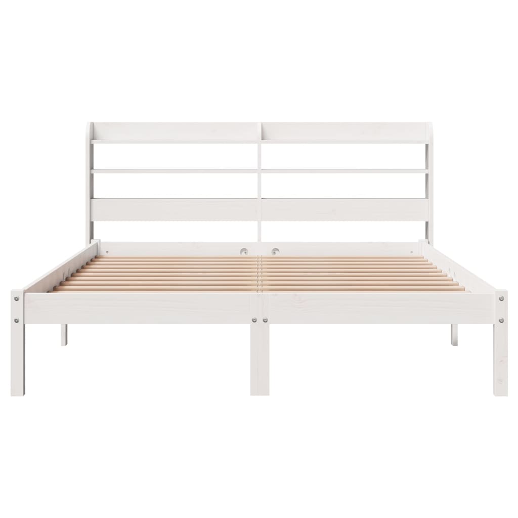 Massivholzbett ohne Matratze Weiß 135x190 cm Kiefernholz