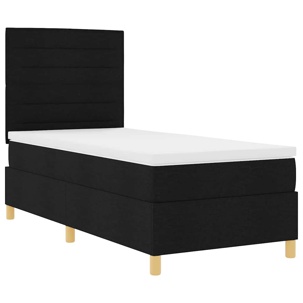 Boxspringbett mit Kopfteil Schwarz 100 x 200 cm Stoff