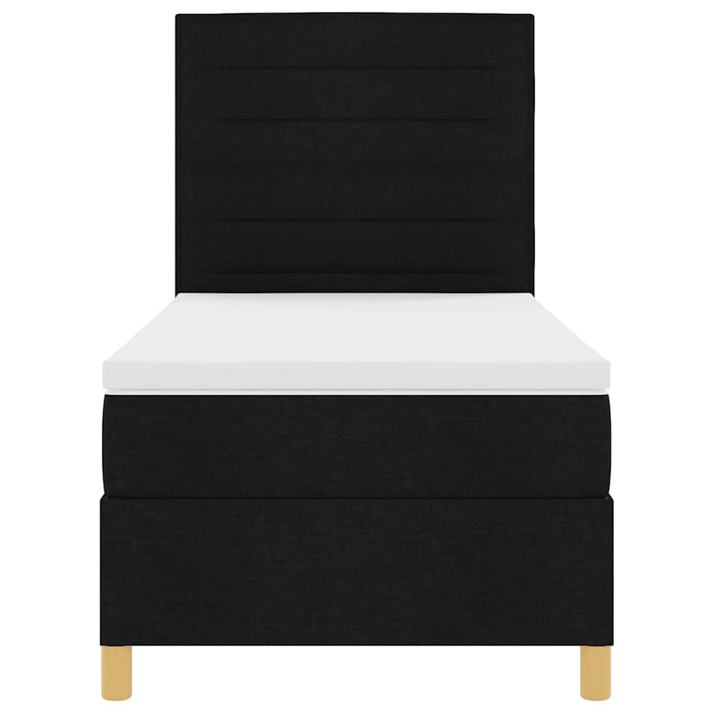 Boxspringbett mit Kopfteil Schwarz 100 x 200 cm Stoff