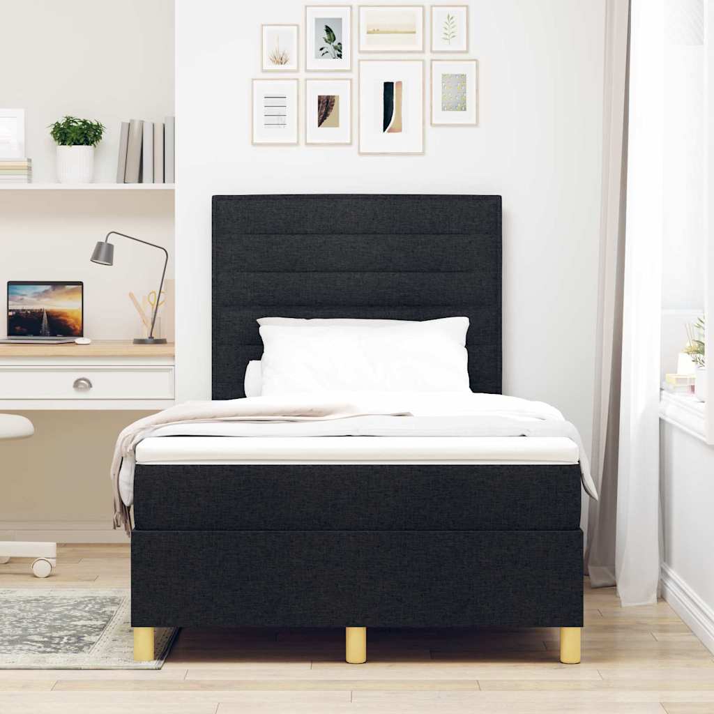 Boxspringbett mit Kopfteil Schwarz 120 x 190 cm Stoff