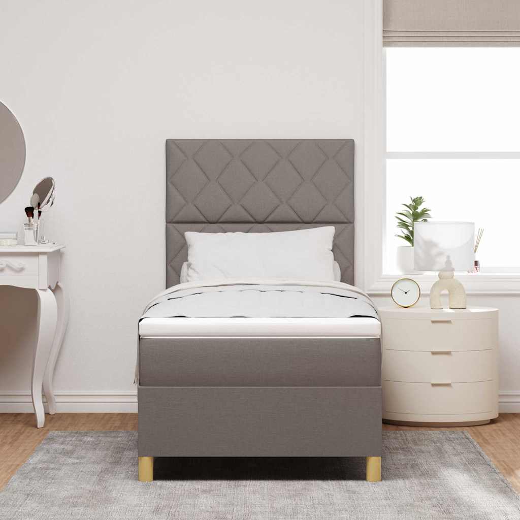 Boxspringbett mit Kopfteil Taupe 90 x 190 cm Stoff