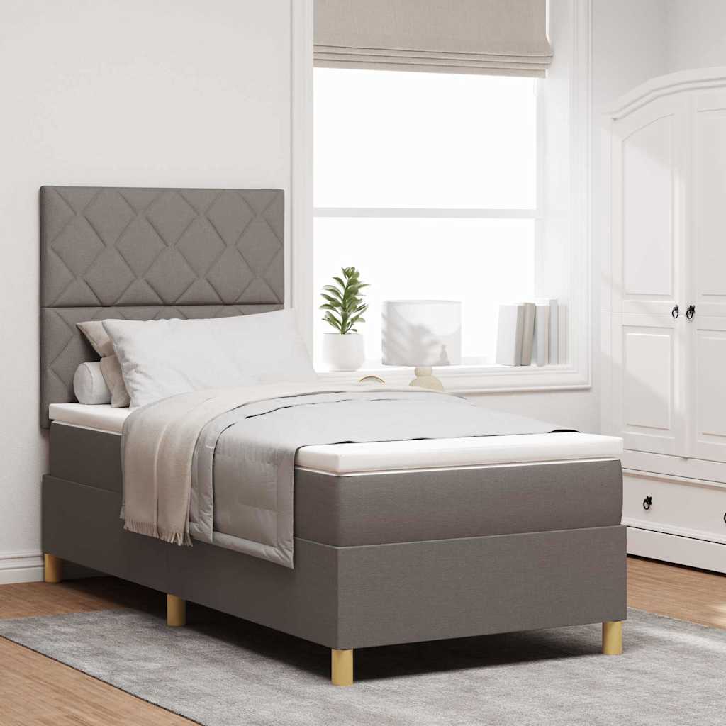 Boxspringbett mit Kopfteil Taupe 100 x 200 cm Stoff