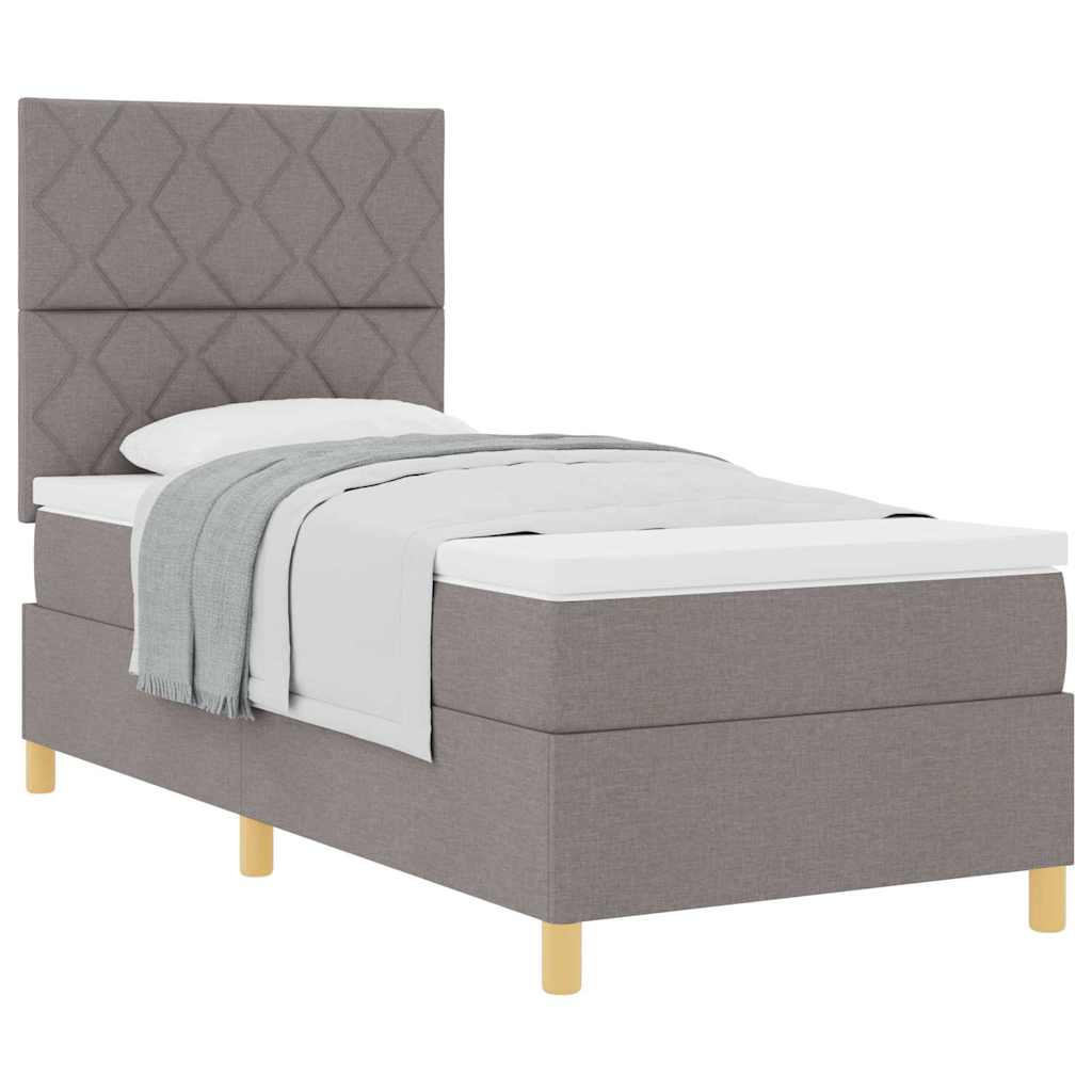 Boxspringbett mit Kopfteil Taupe 100 x 200 cm Stoff
