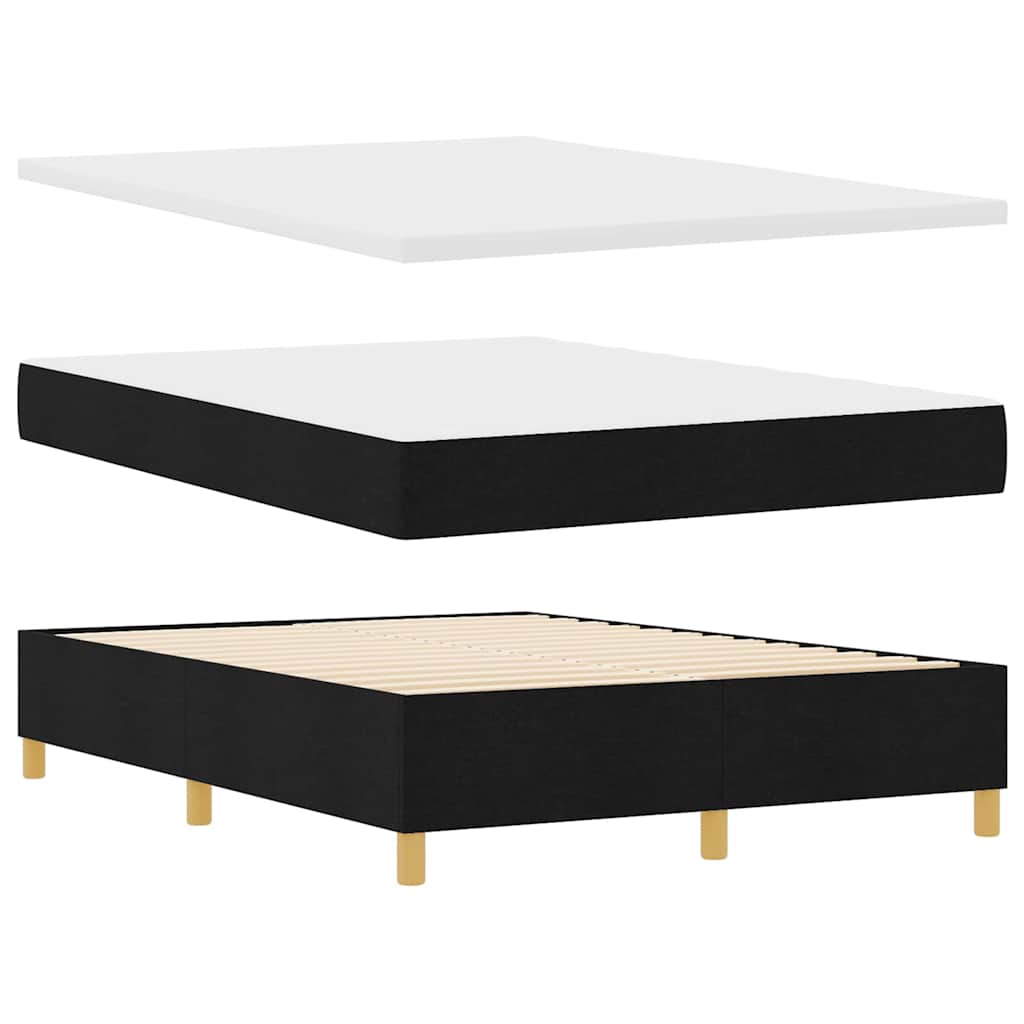 Boxspringbett mit Kopfteil Schwarz 140 x 190 cm Stoff