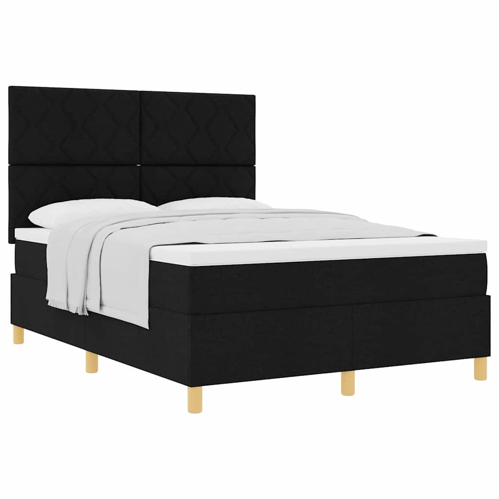 Boxspringbett mit Kopfteil Schwarz 140 x 190 cm Stoff