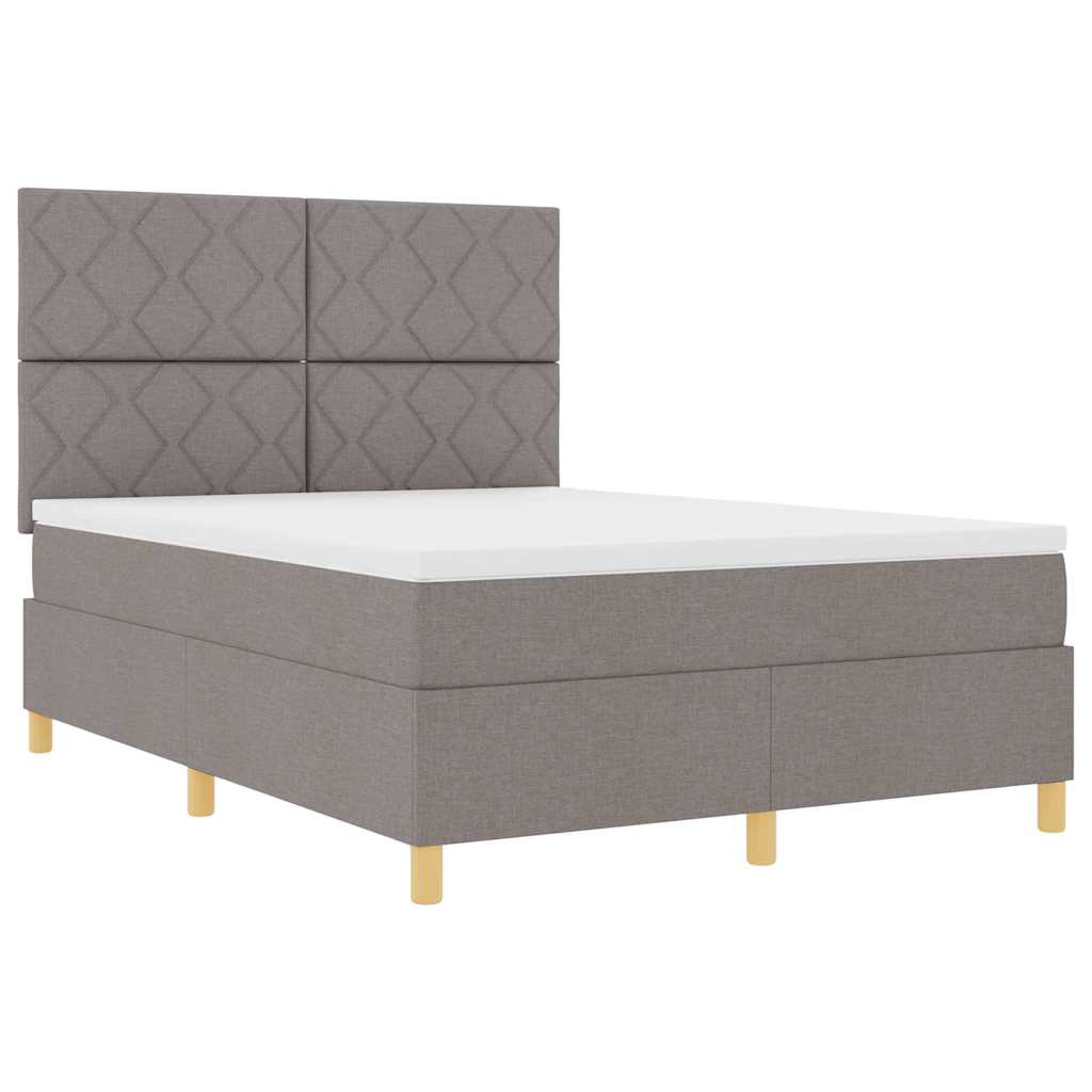 Boxspringbett mit Kopfteil Taupe 140 x 190 cm Stoff