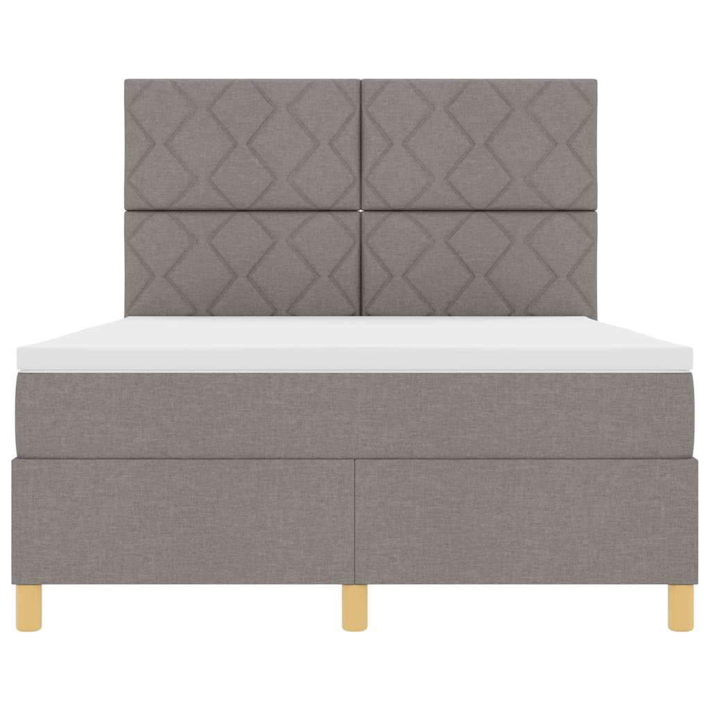 Boxspringbett mit Kopfteil Taupe 140 x 190 cm Stoff