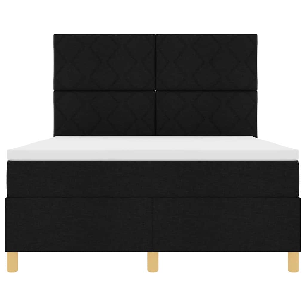 Boxspringbett mit Kopfteil Schwarz 140 x 200 cm Stoff