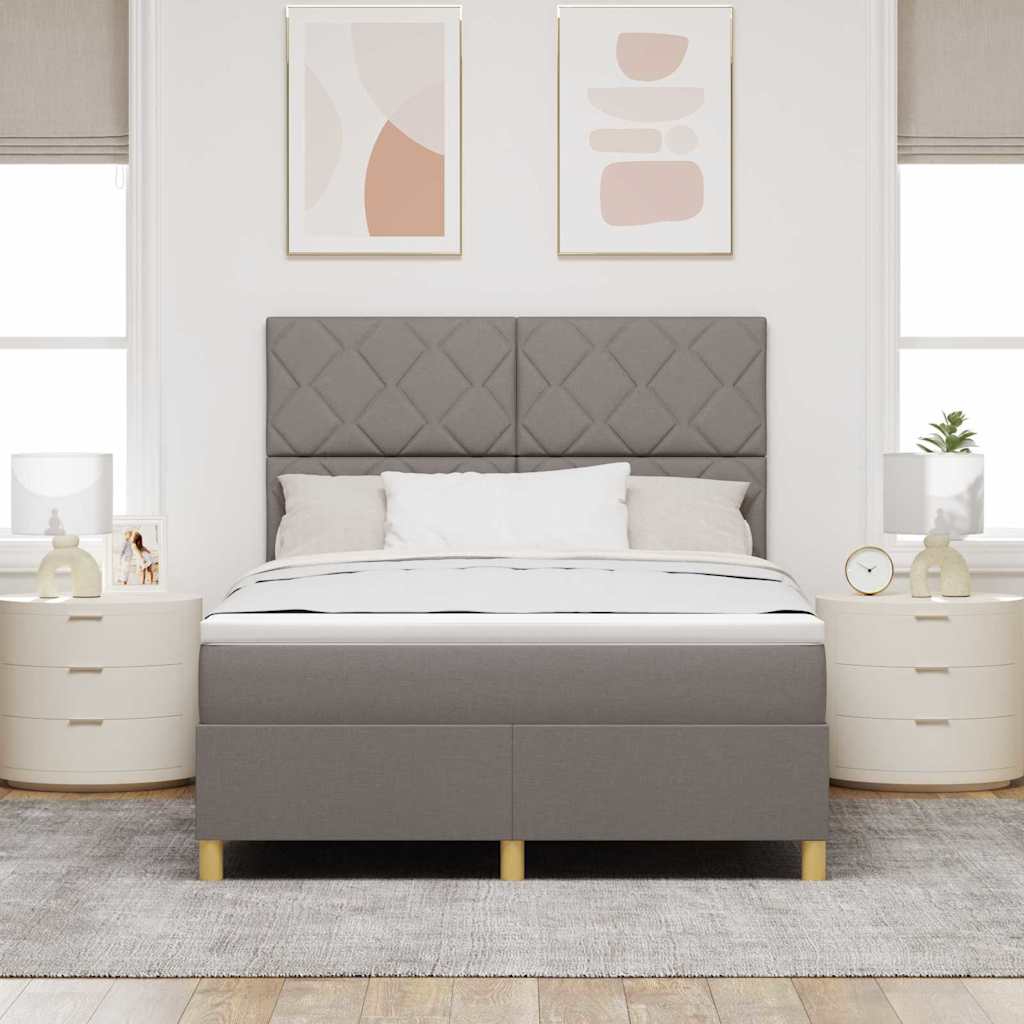 Boxspringbett mit Kopfteil Taupe 140 x 200 cm Stoff