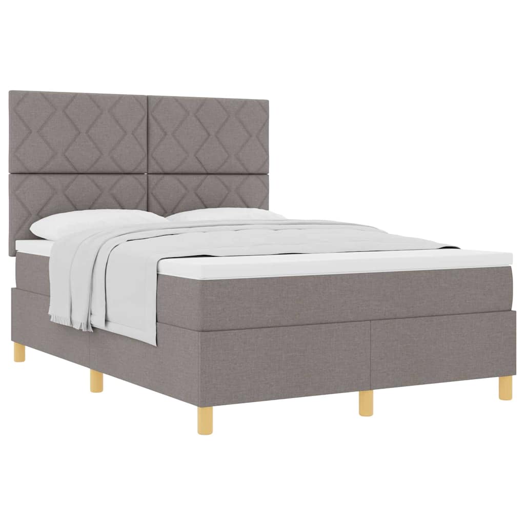Boxspringbett mit Kopfteil Taupe 140 x 200 cm Stoff