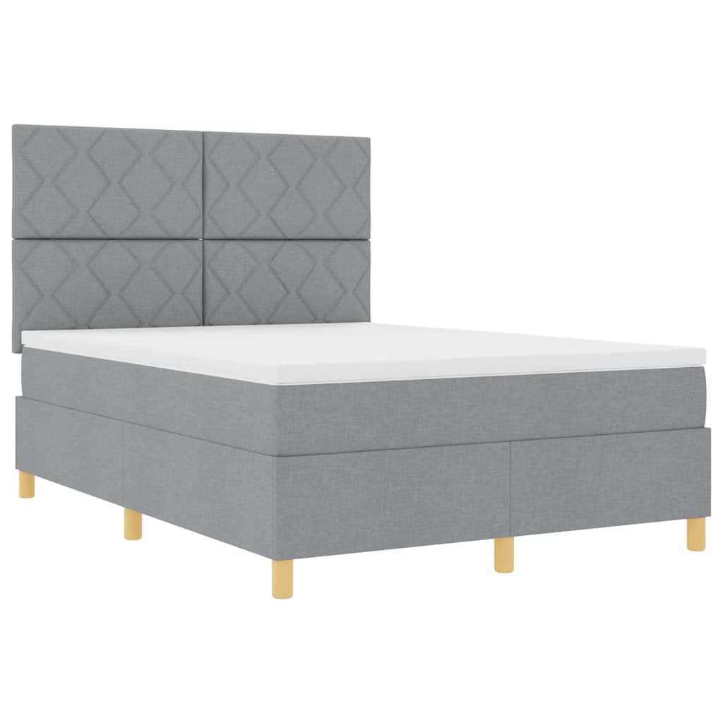 Boxspringbett mit Kopfteil Hellgrau 160 x 200 cm Stoff
