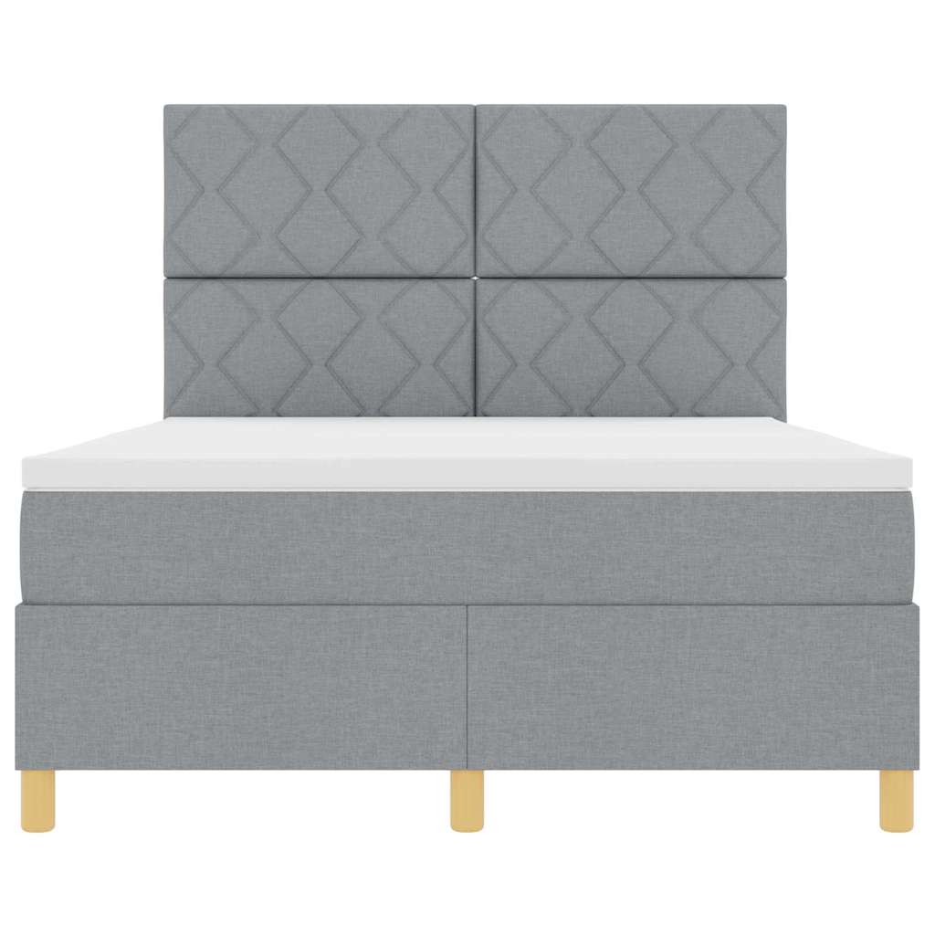 Boxspringbett mit Kopfteil Hellgrau 160 x 200 cm Stoff