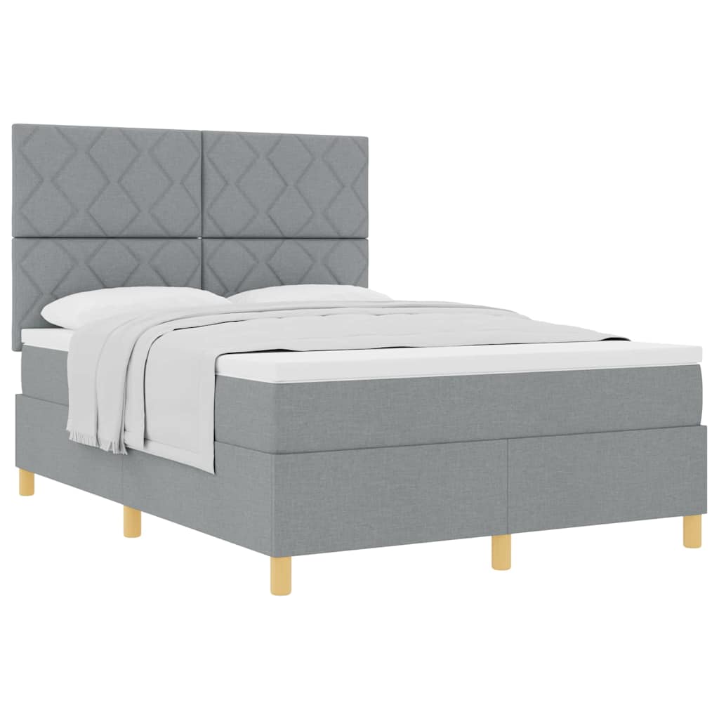 Boxspringbett mit Kopfteil Hellgrau 160 x 200 cm Stoff