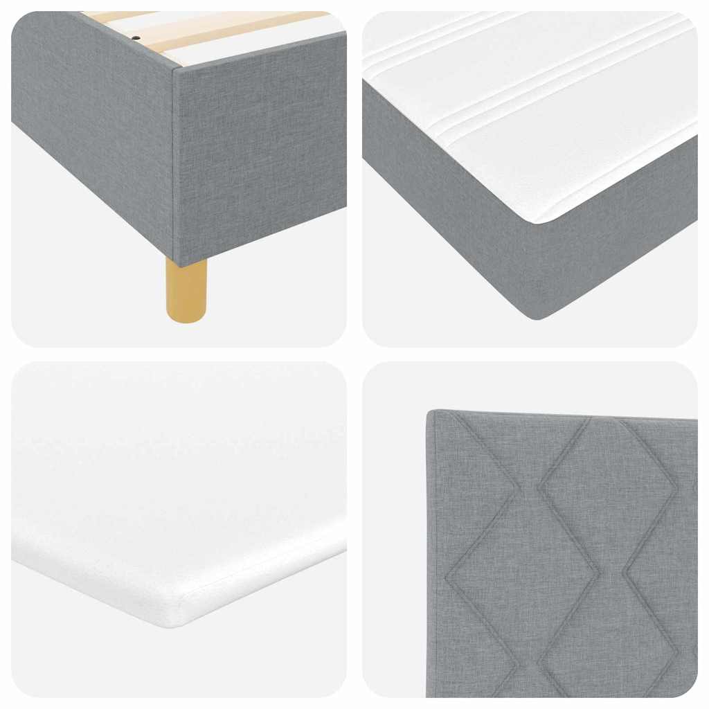 Boxspringbett mit Kopfteil Hellgrau 200 x 200 cm Stoff