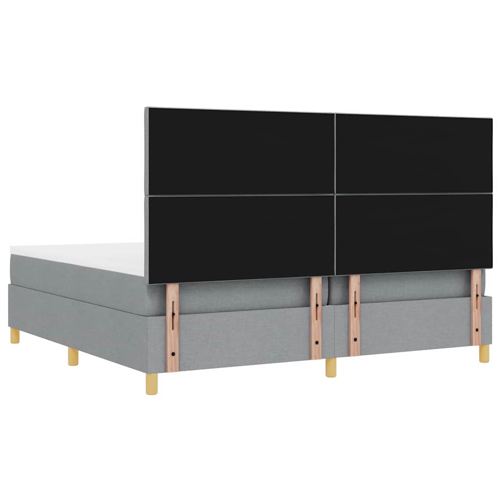 Boxspringbett mit Kopfteil Hellgrau 200 x 200 cm Stoff