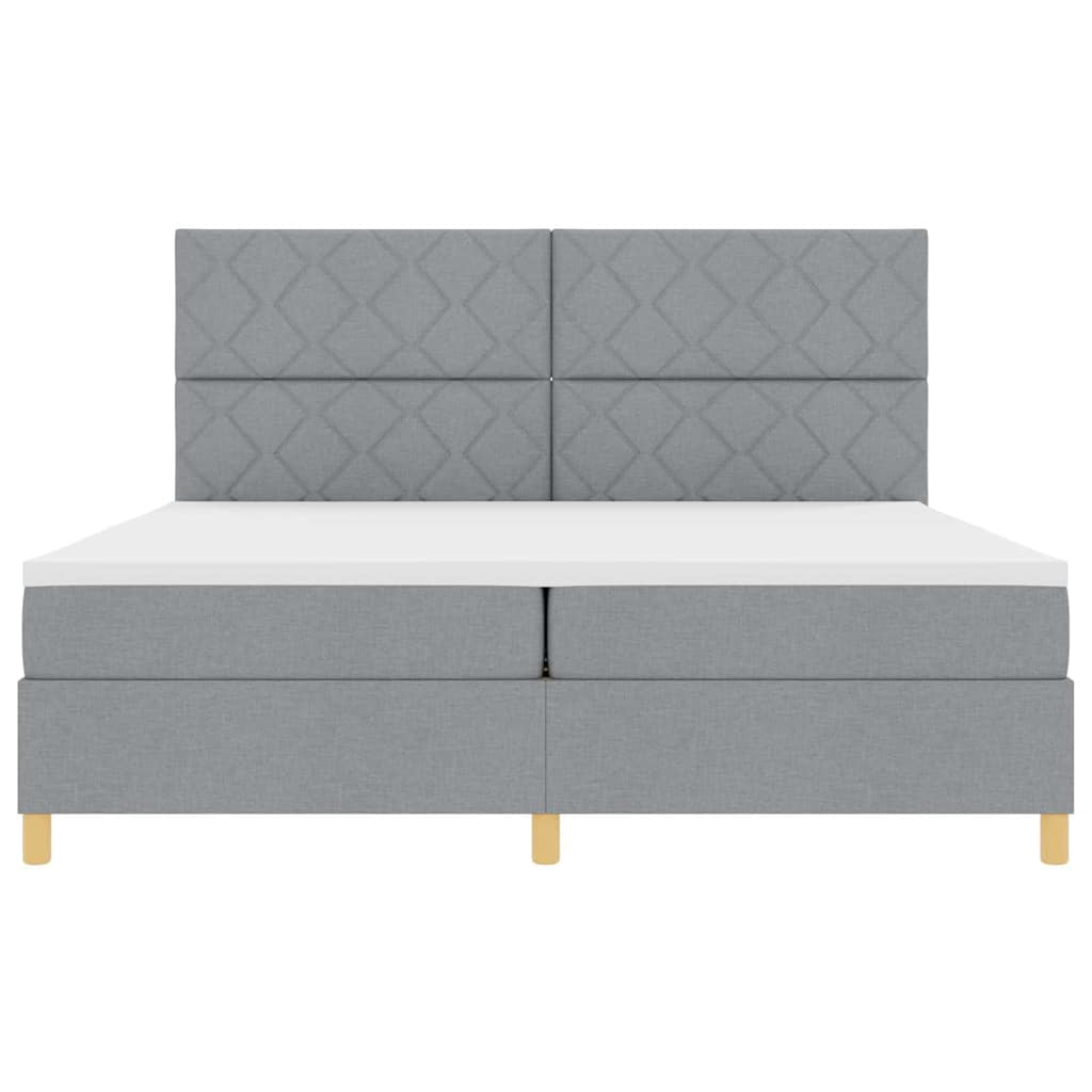 Boxspringbett mit Kopfteil Hellgrau 200 x 200 cm Stoff