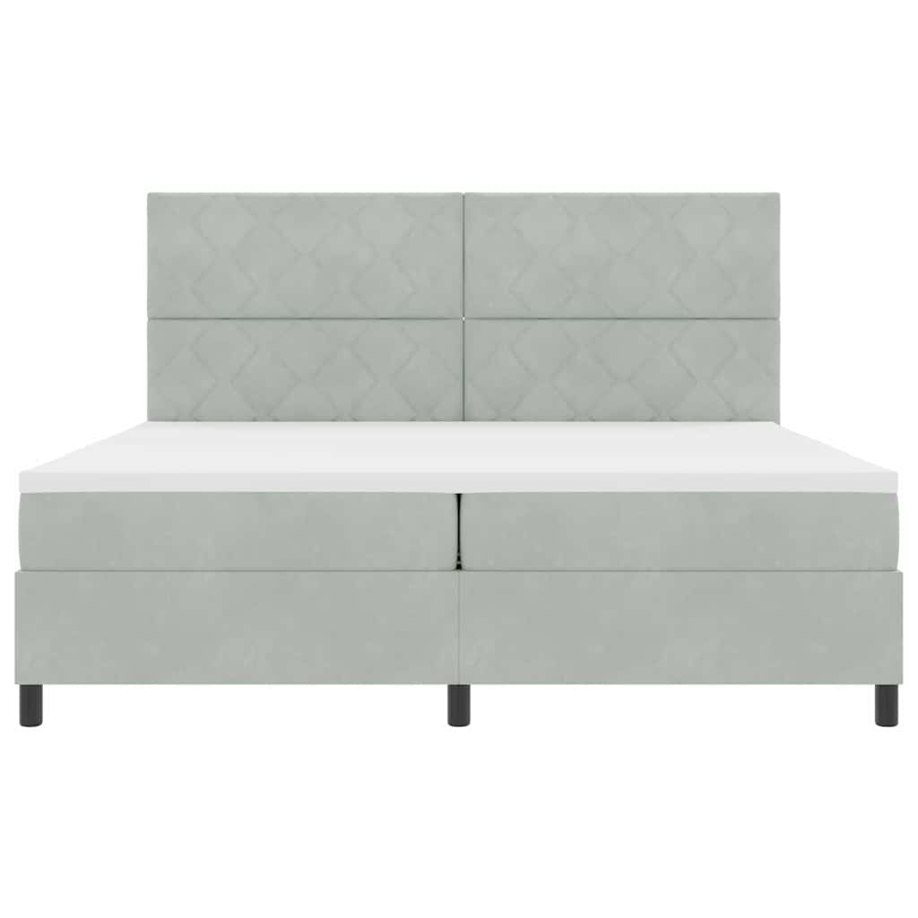 Boxspringbett mit Matratze Hellgrau 200 x 200 cm Samt