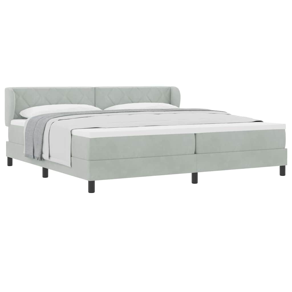 Boxspringbett mit Matratze Dunkelgrau 80x200 cm Samt Hellgrau