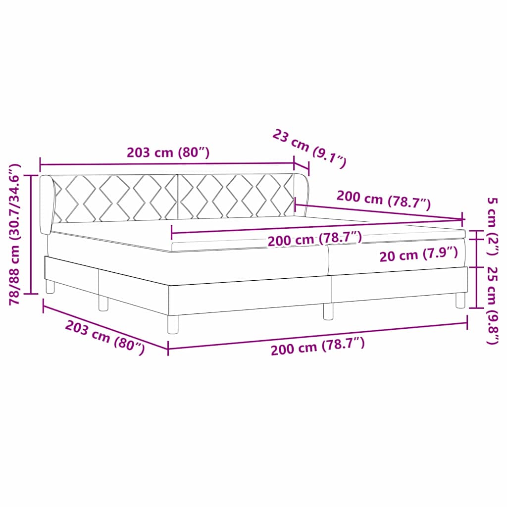Boxspringbett mit Matratze Dunkelgrau 80x200 cm Samt Hellgrau