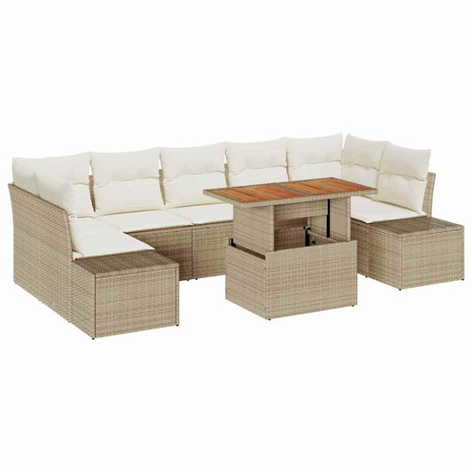 Garten Essgruppe mit Kissen mit Kissen 8 pcs Beige und Creme