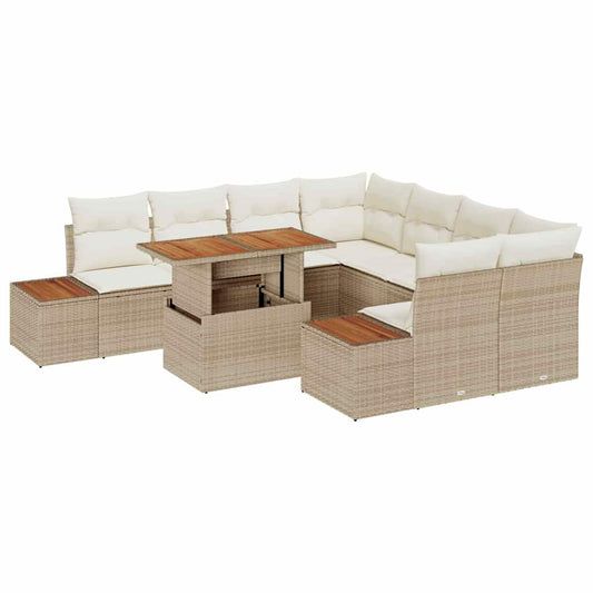 Garten Essgruppe mit Kissen mit Kissen 9 pcs Beige und Creme