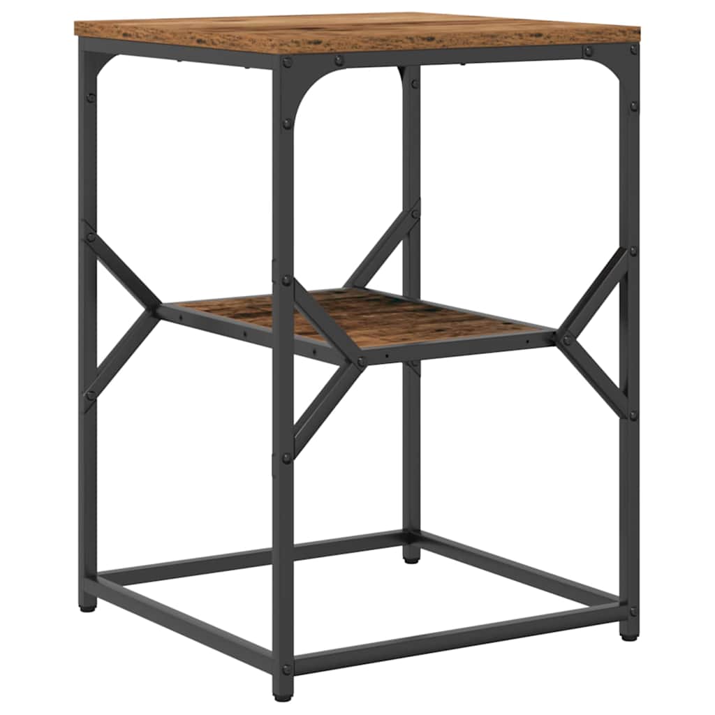 Beistelltisch Altholz 41 x 40 x 60 cm Ingenieurholz und Stahl