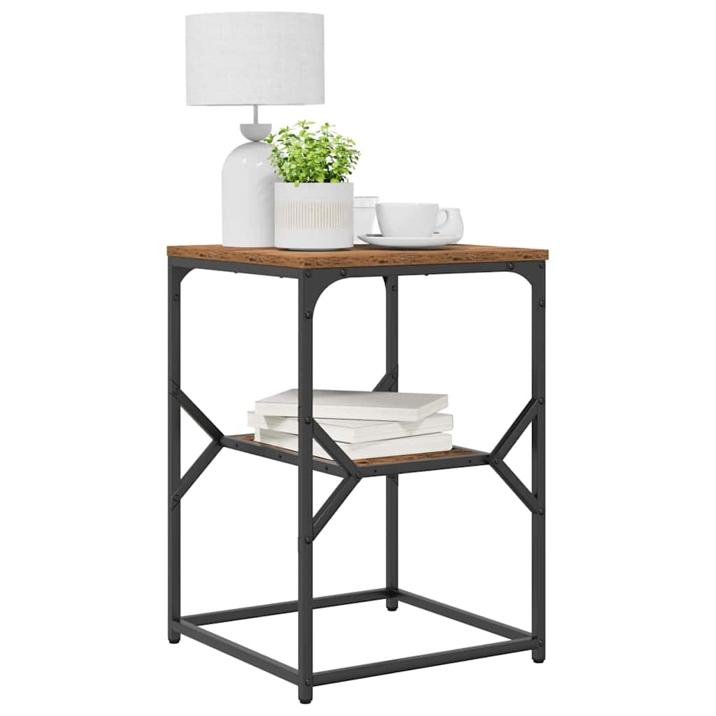 Beistelltisch Altholz 41 x 40 x 60 cm Ingenieurholz und Stahl