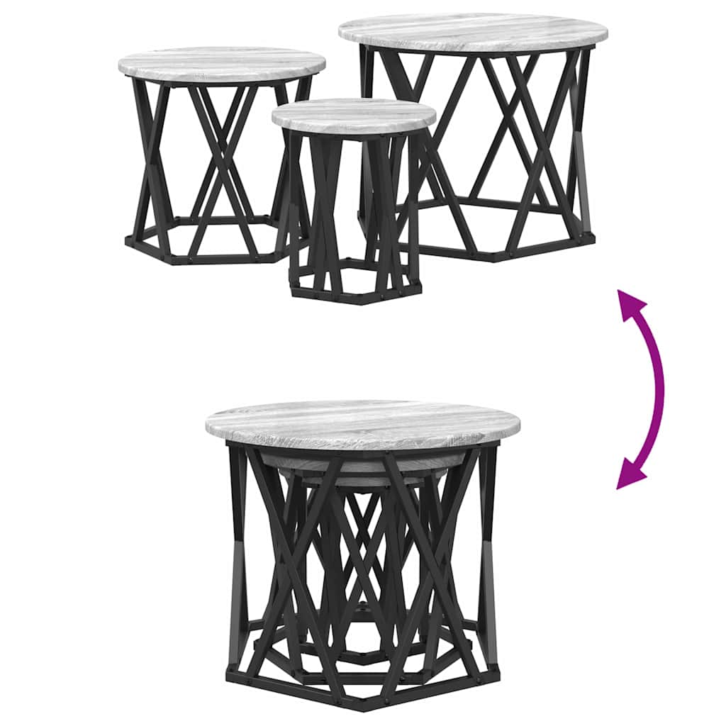 Nesting Beistelltisch 3 pcs Graues Sonoma