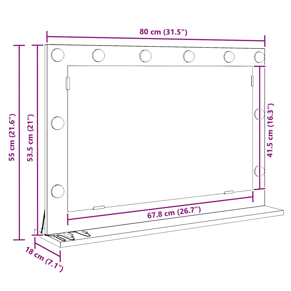 Waschtischspiegel mit Spiegel Beton Grau 80 x 55 x 18 cm