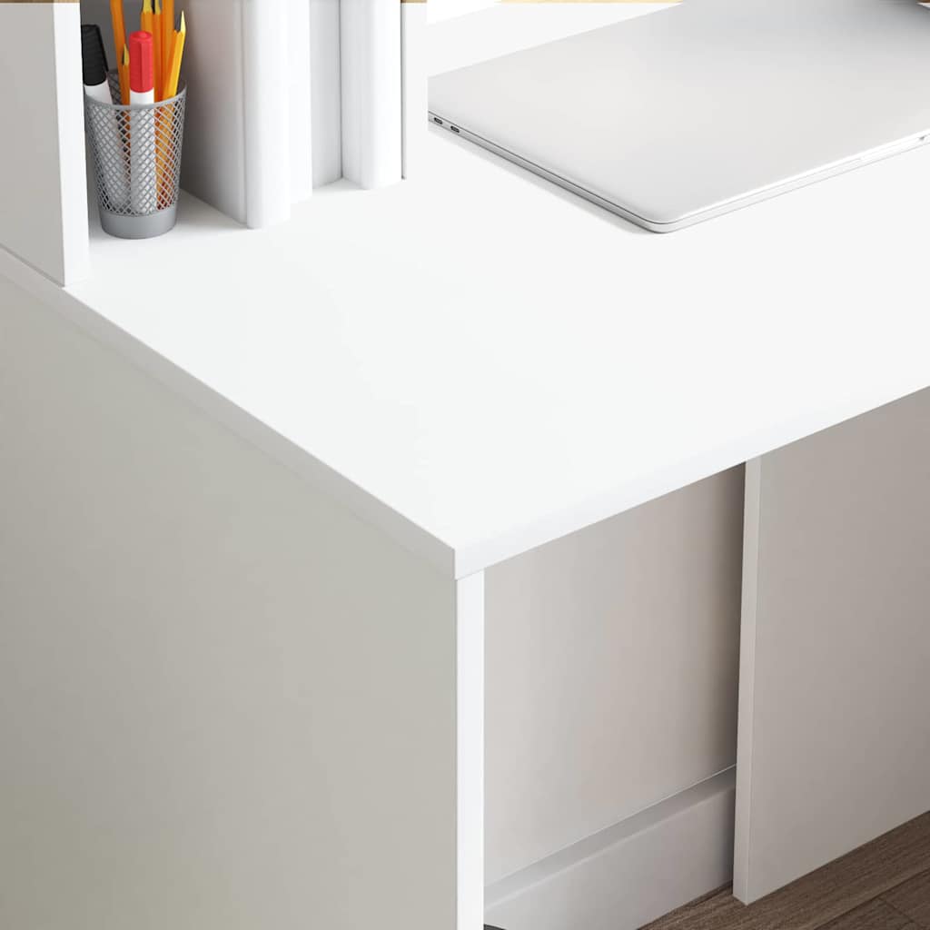 Schreibtisch mit Regal Weiß 91 x 50 x 149 cm Holzwerkstoff