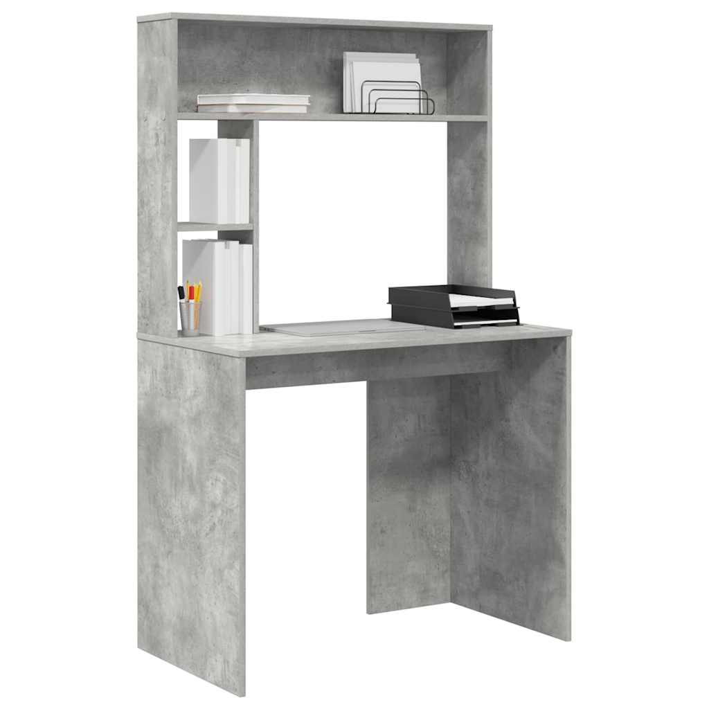 Schreibtisch mit Regal Betongrau 91 x 50 x 149 cm Holzwerkstoff